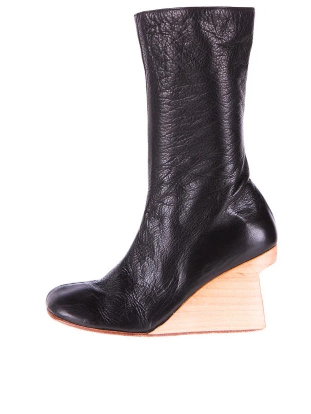 Michelle Mason / cutout wood block leather boots 9.5